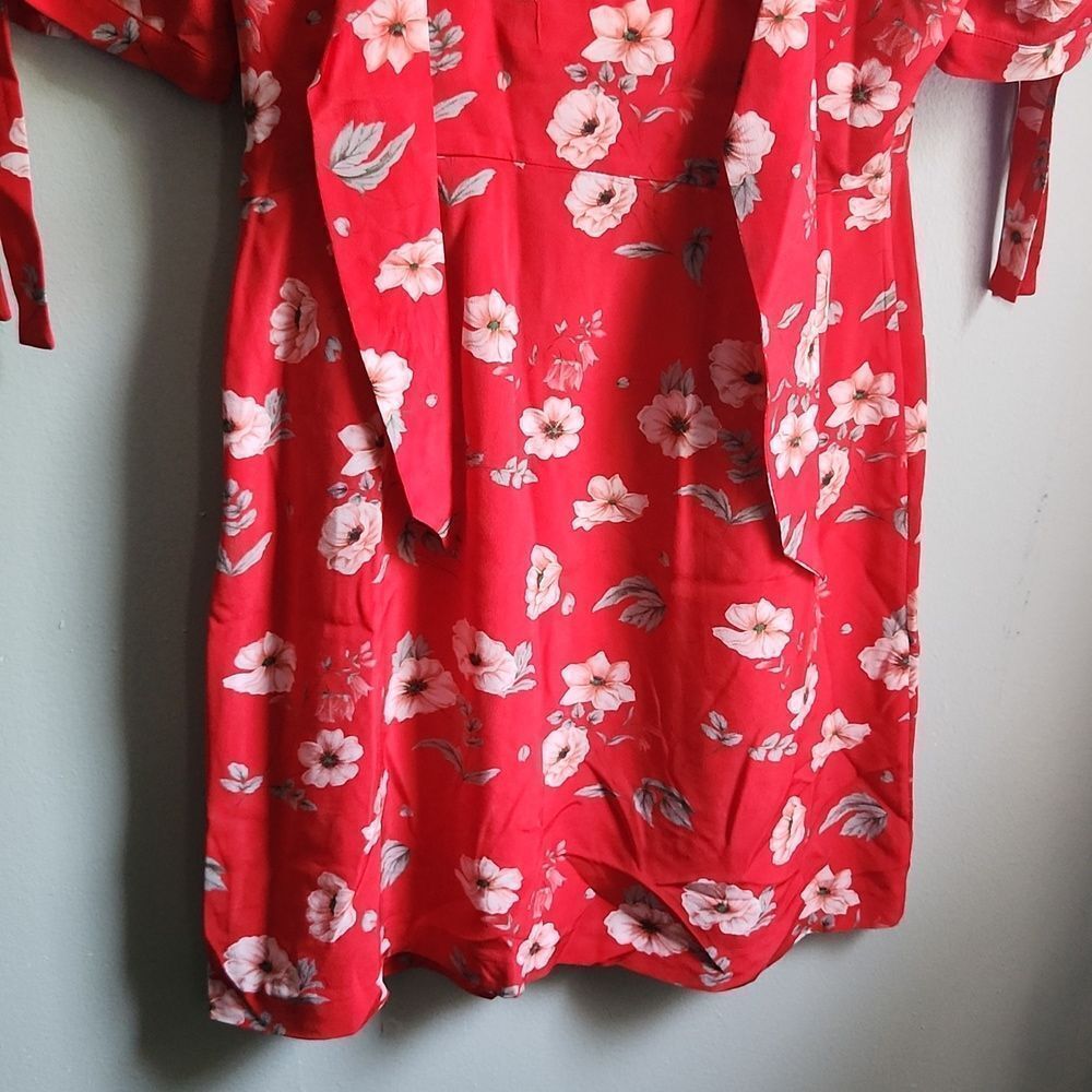 NWOT INTERMIX Cleo Red floral silk mini dress - Picture 7 of 9